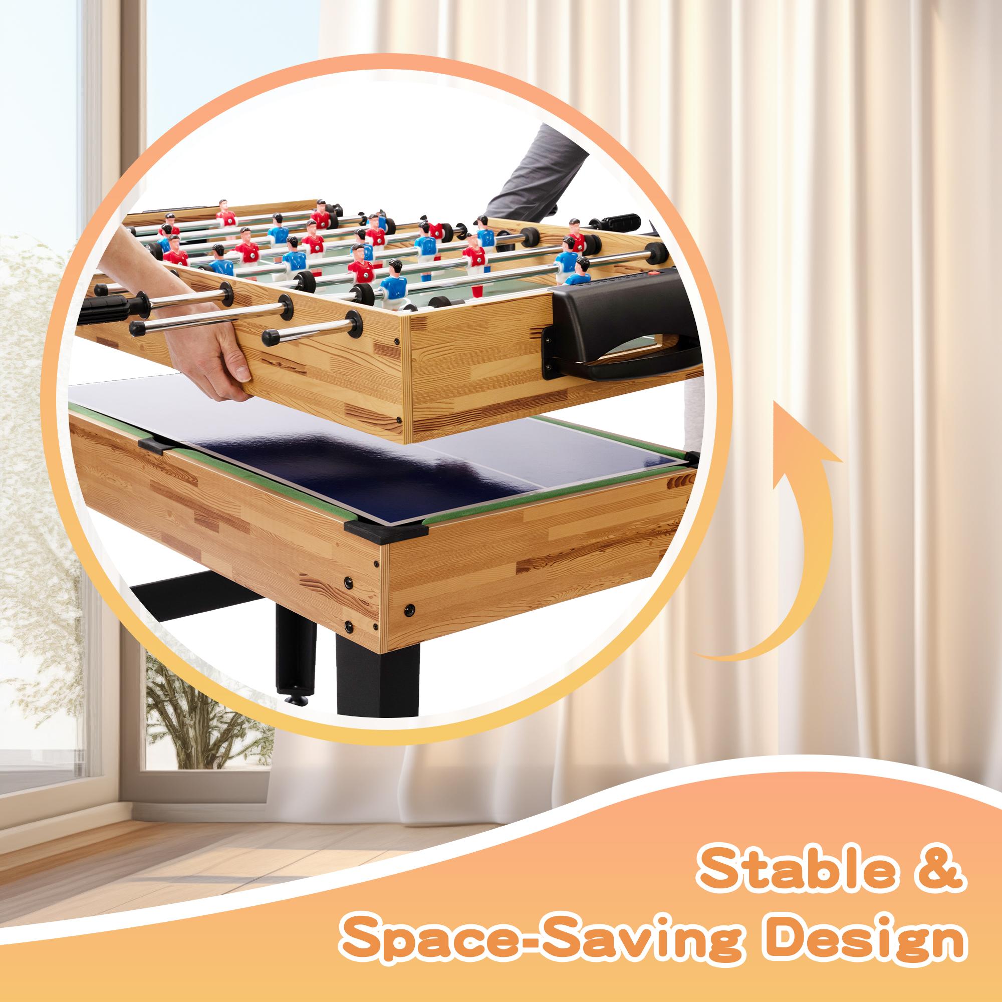 SULIVES 2x4ft 13-in-1 Combo Game Table for Home & Game Room, with Hockey, Football, Billiards, Ping Pong, Chess, Checkers, Mini Basketball, and more